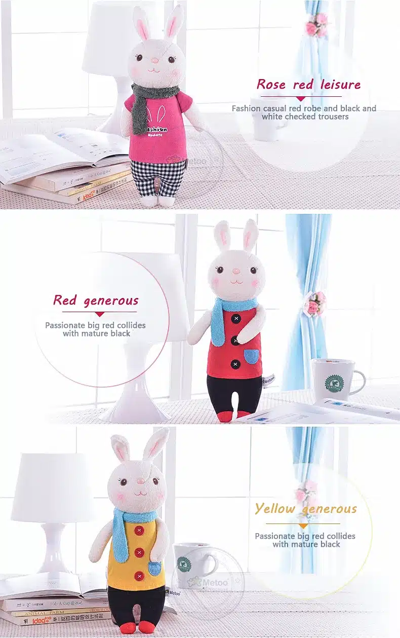 Plush Sweet Cute Lovely Stuffed Baby Kids Toys for Girls Birthday Christmas Gift 11 Inch Tiramitu Rabbits Mini Metoo Doll 22
