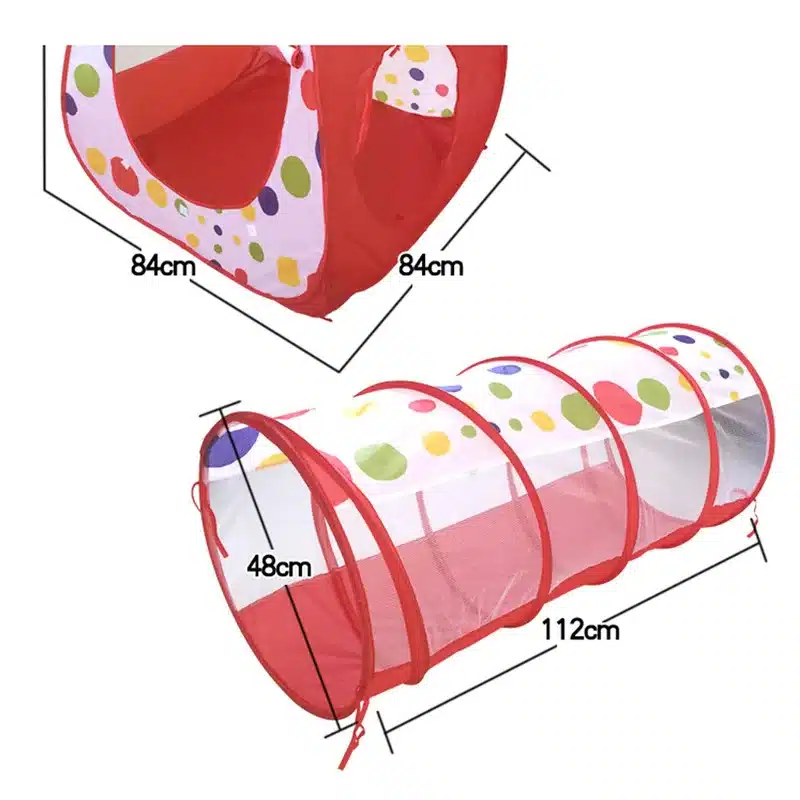 Foldable Children Tent Pool-Tube-Teepee 3pc Pop-up Play Tent Toy Tunnel Kids Play House Ball Pool Play Tent Lodge for Children 16