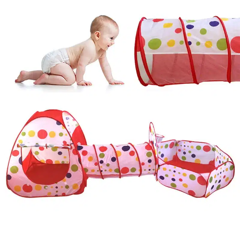 Foldable Children Tent Pool-Tube-Teepee 3pc Pop-up Play Tent Toy Tunnel Kids Play House Ball Pool Play Tent Lodge for Children 15