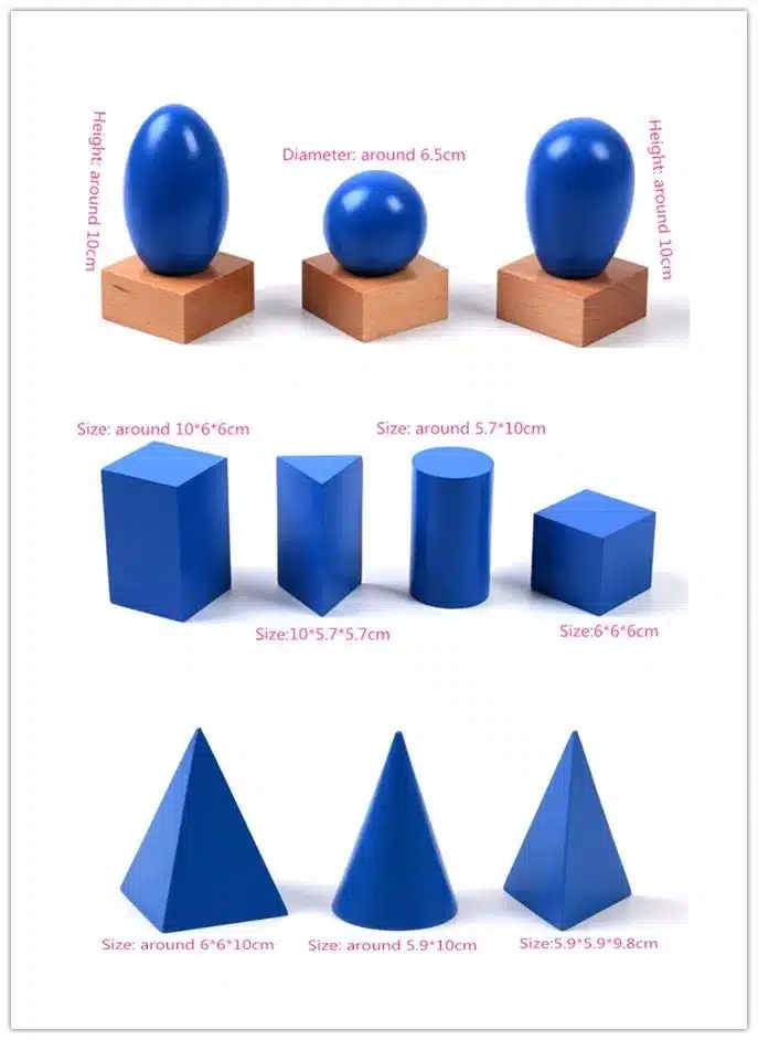 Baby Toy Montessori Geometric Solids with Stands Bases and Box Early Childhood Education Kids Toys Brinquedos Juguetes 19
