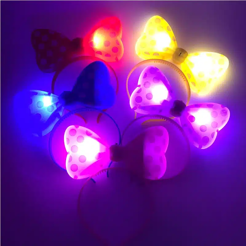 5pcs/lot Wave point butterfly LED Light Luminous Flashing Bunny Headdress Head Hair Band Hoop Toy Kid Birthday Party Supply 12