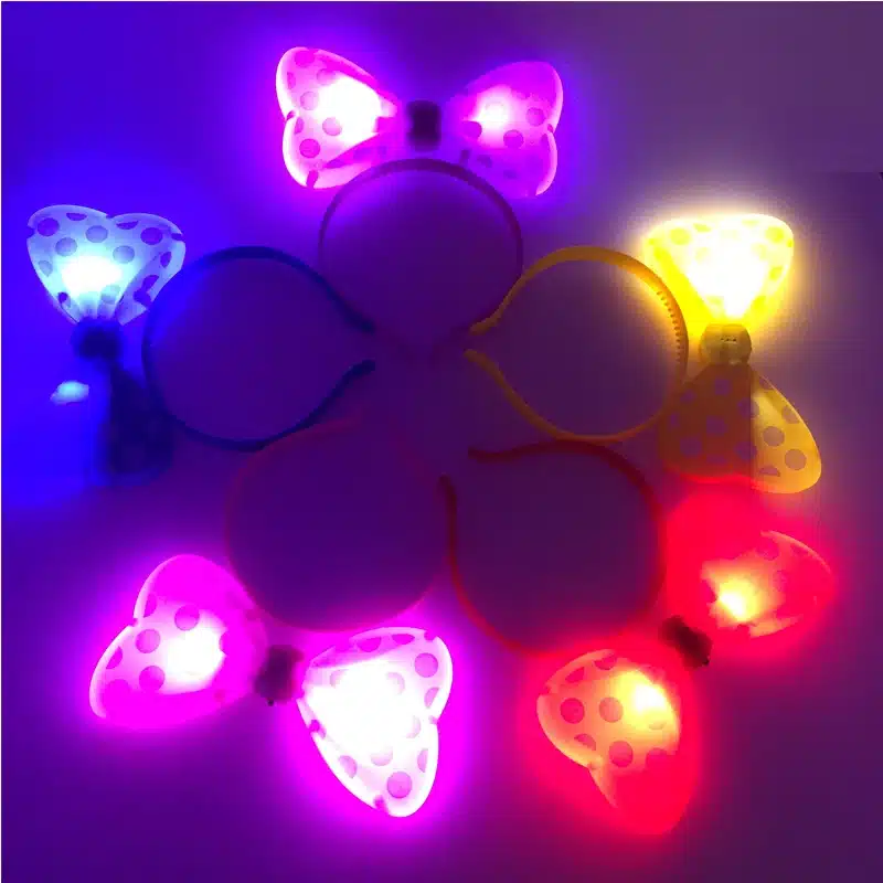 5pcs/lot Wave point butterfly LED Light Luminous Flashing Bunny Headdress Head Hair Band Hoop Toy Kid Birthday Party Supply 13