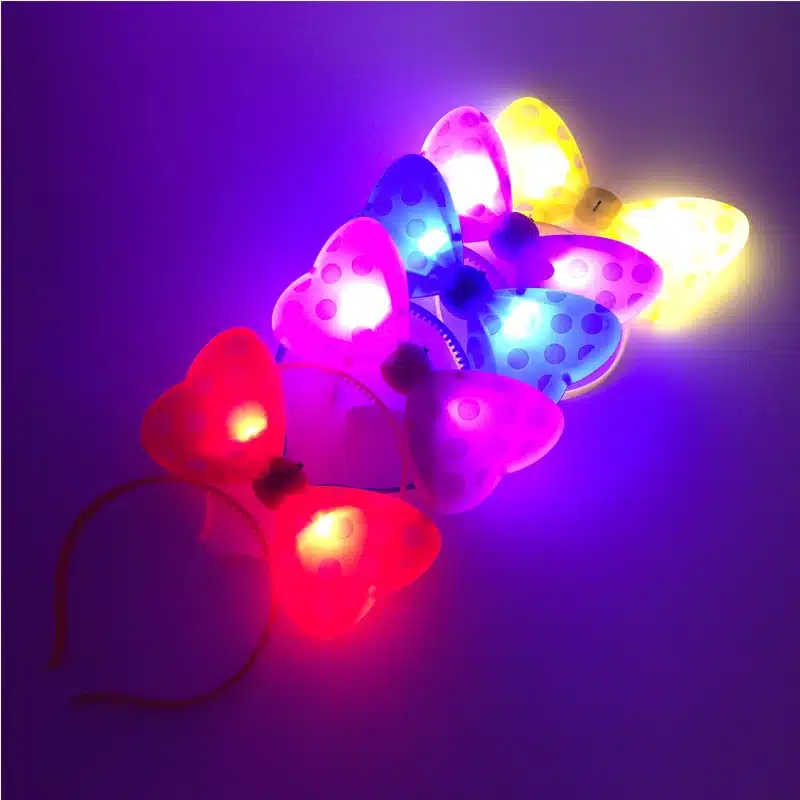 5pcs/lot Wave point butterfly LED Light Luminous Flashing Bunny Headdress Head Hair Band Hoop Toy Kid Birthday Party Supply 14