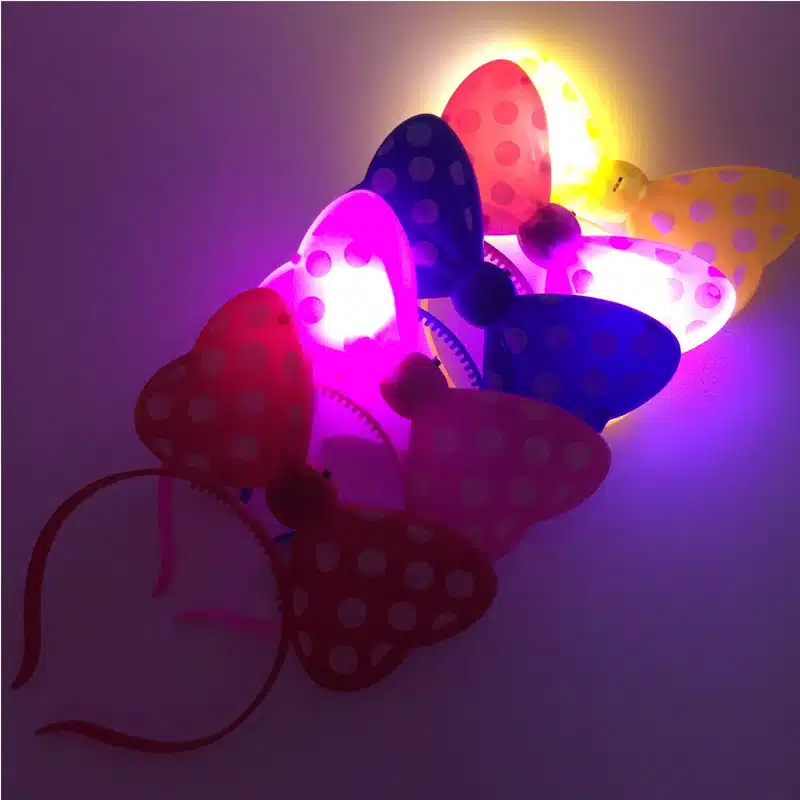 5pcs/lot Wave point butterfly LED Light Luminous Flashing Bunny Headdress Head Hair Band Hoop Toy Kid Birthday Party Supply 17