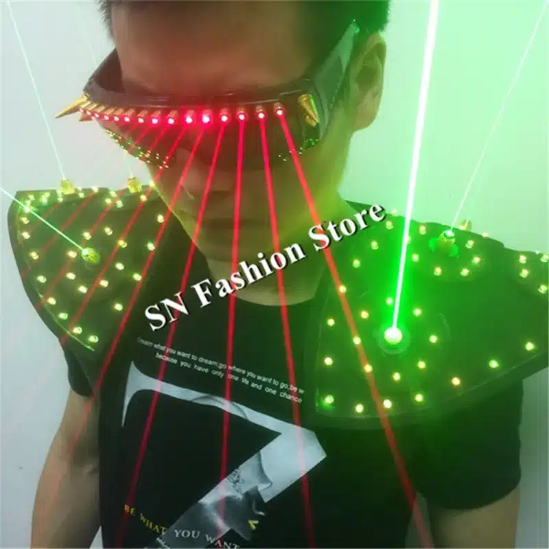 T16 Colorful light ballroom laser vest dj laser costumes dance wears laser glasses red laser suit led clothes shoulder led vest 12