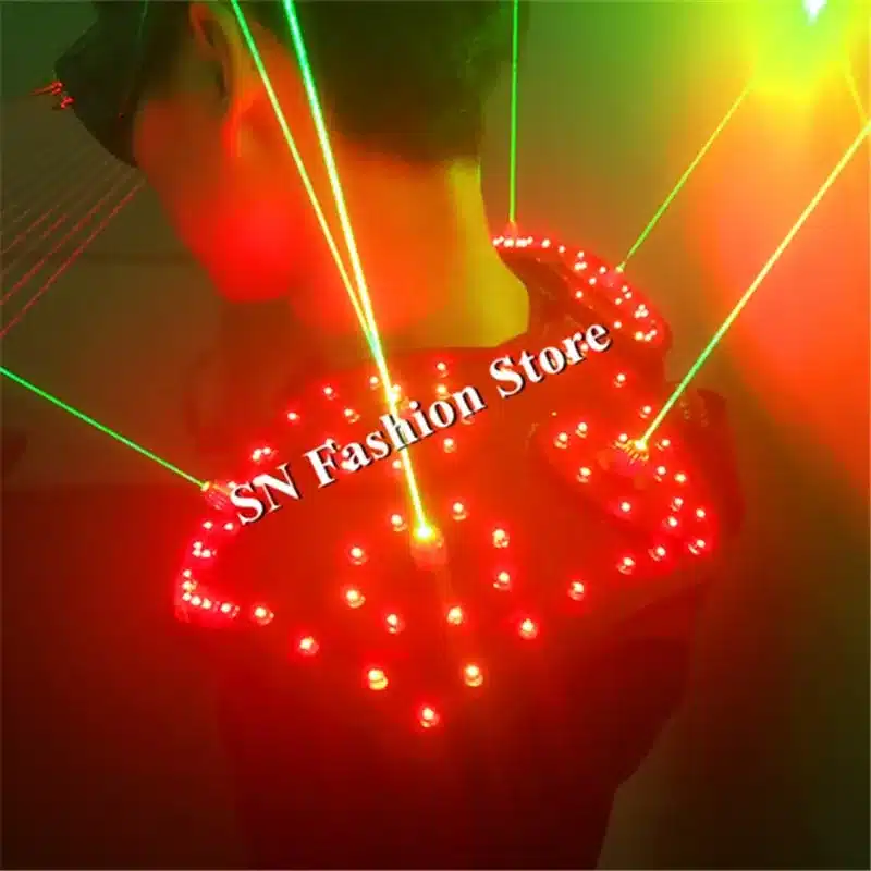 T16 Colorful light ballroom laser vest dj laser costumes dance wears laser glasses red laser suit led clothes shoulder led vest 15
