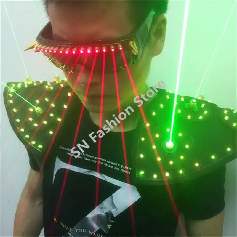 T16 Colorful light ballroom laser vest dj laser costumes dance wears laser glasses red laser suit led clothes shoulder led vest 25