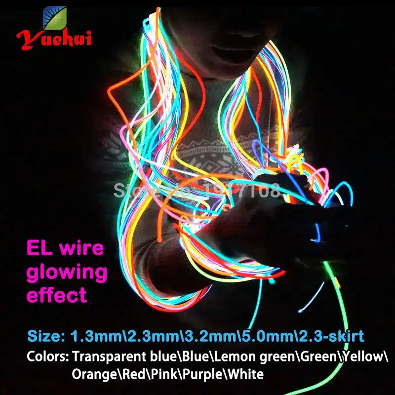 1.3mm 1Meter 4pcs EL wire electroluminescent wire light flexible LED neon cold light For clothes toys/craft Glow Party Supplies 13