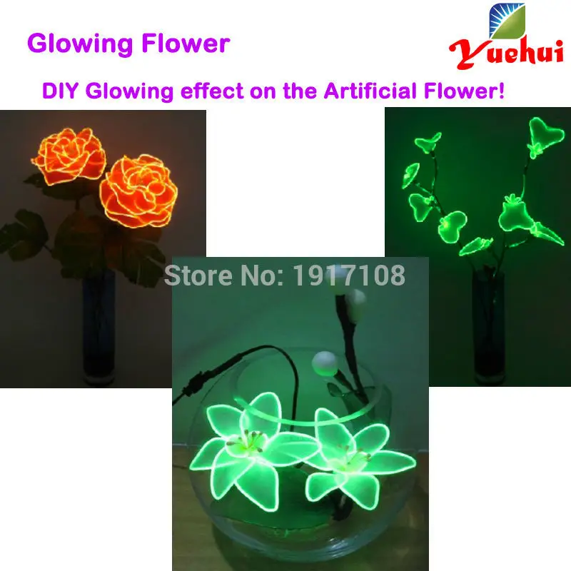 1.3mm 1Meter 4pcs EL wire electroluminescent wire light flexible LED neon cold light For clothes toys/craft Glow Party Supplies 38