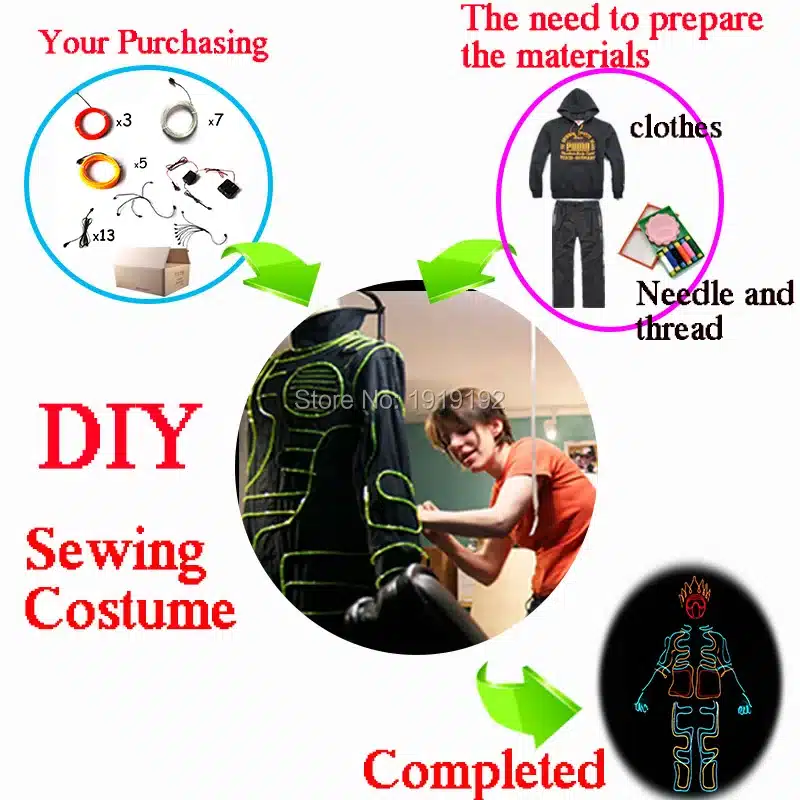EL Cold Light Clothing Glowing Dance Clothing EL Indian Luminous Costumes Scintillation Costume Men LED Clothes Cold Strip Party 10