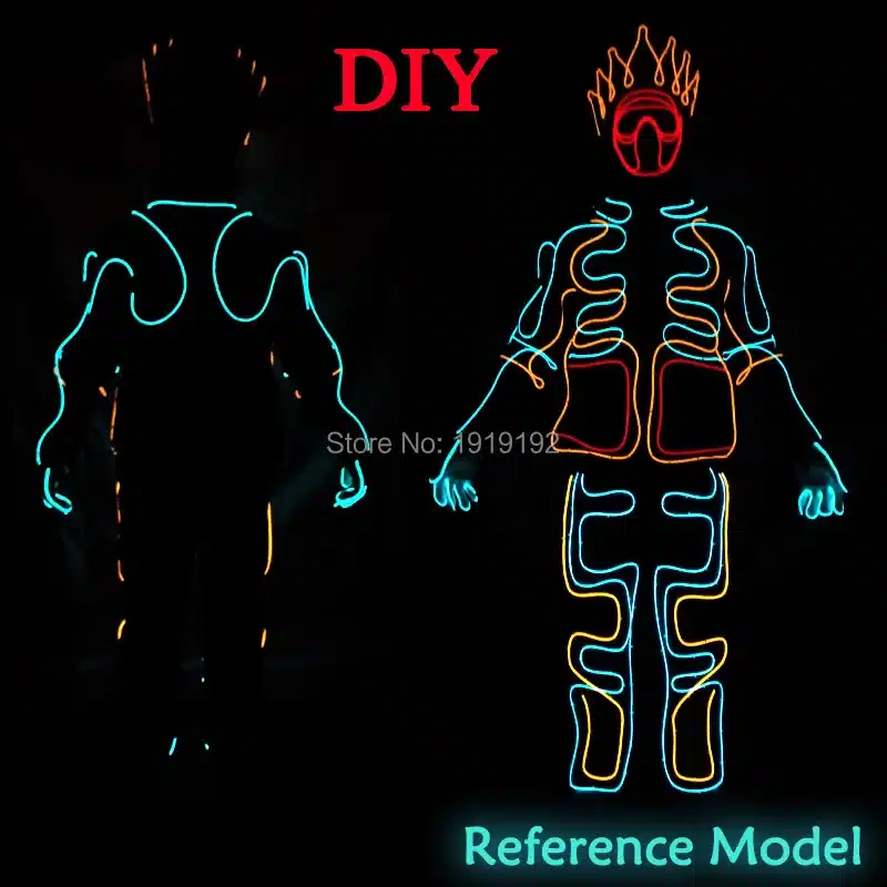 EL Cold Light Clothing Glowing Dance Clothing EL Indian Luminous Costumes Scintillation Costume Men LED Clothes Cold Strip Party 11