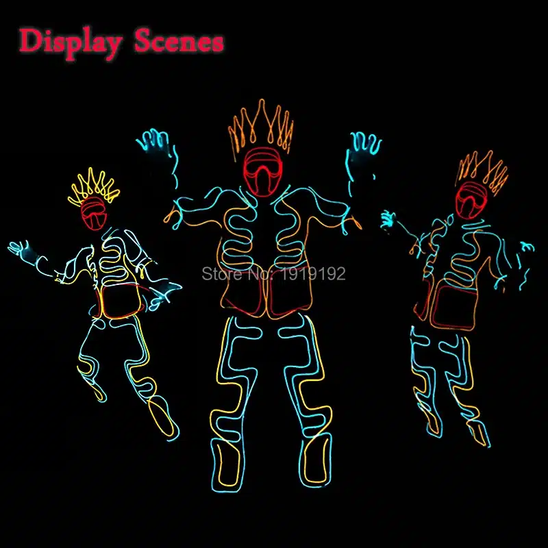 EL Cold Light Clothing Glowing Dance Clothing EL Indian Luminous Costumes Scintillation Costume Men LED Clothes Cold Strip Party 13