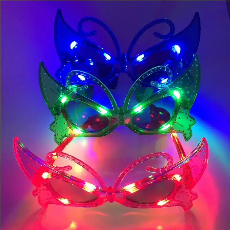 Costume Leds Led Clothes 5pcs/lot Laser Flashing Glasses Light Party Glow Mask Christmas Halloween Gift Blinking Led Butterfly 12