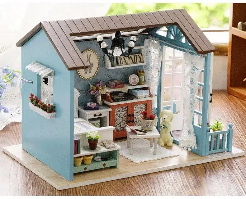 Assemble DIY Doll House Toy Wooden Miniatura Doll Houses Miniature Dollhouse toys With Furniture LED Lights Birthday Gift z007 18
