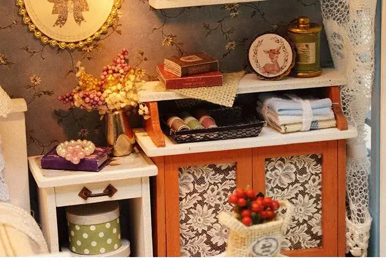 Assemble DIY Doll House Toy Wooden Miniatura Doll Houses Miniature Dollhouse toys With Furniture LED Lights Birthday Gift z007 24