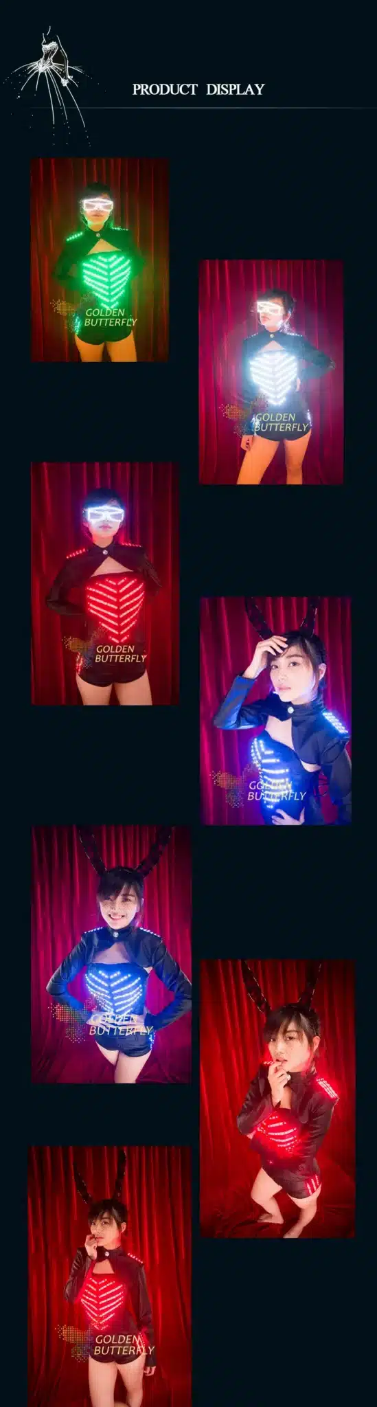 Luminous Costumes Illuminated Glowing Bunny Girl LED Light Clothing Women Suits Ballroom Dance LED Dress Performance Dress 27
