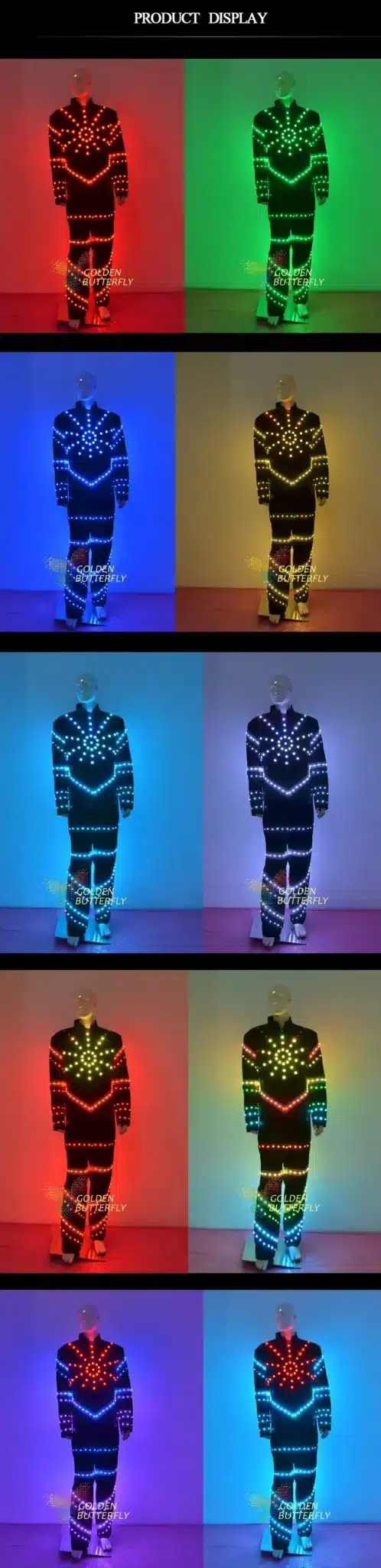 LED Clothing Big sun luminous suit Men Glowing led Clothes Carnival LED Suits Ballroom Mechanical Bar Dance Dress Accessories 33