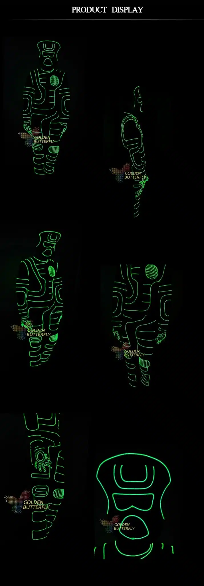 EL Costumes Glowing Dance LED Clothing Luminous Cold light Scintillation Costumes LED Suits Men EL Clothes Cold Strip Party With 3