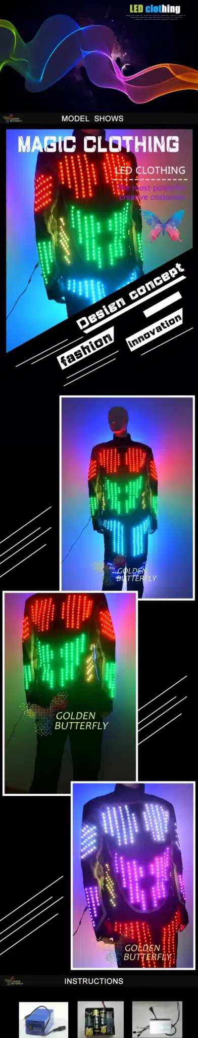 LED Suits Glowing Clothes Fashion Rainbow Luminous Costumes Talent Show Men's LED Clothing Ballroom Dance Dress Accessories 36