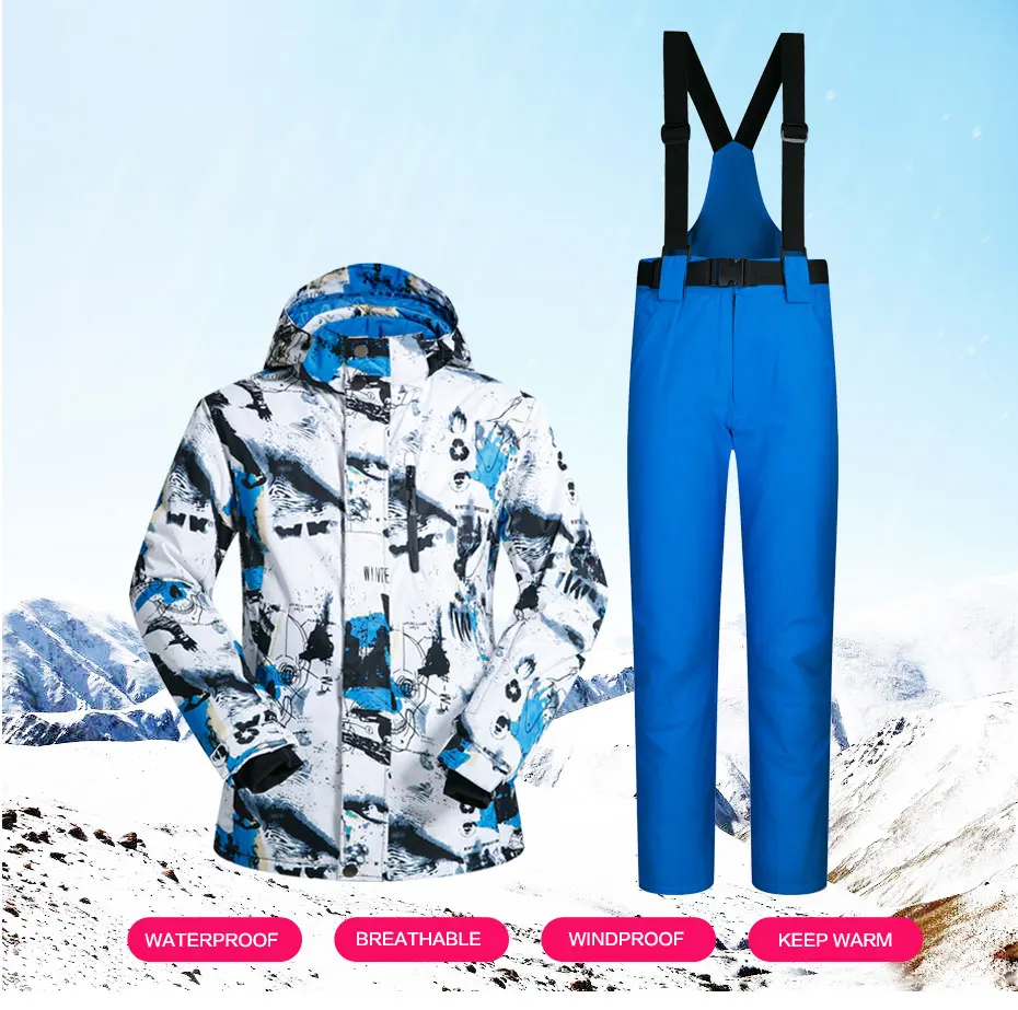 New Outdoor Sports Ski Suit Men Windproof Waterproof Thermal Snowboard Snow Skiing Jacket And Pants Skiwear Ice Skating Clothes 11