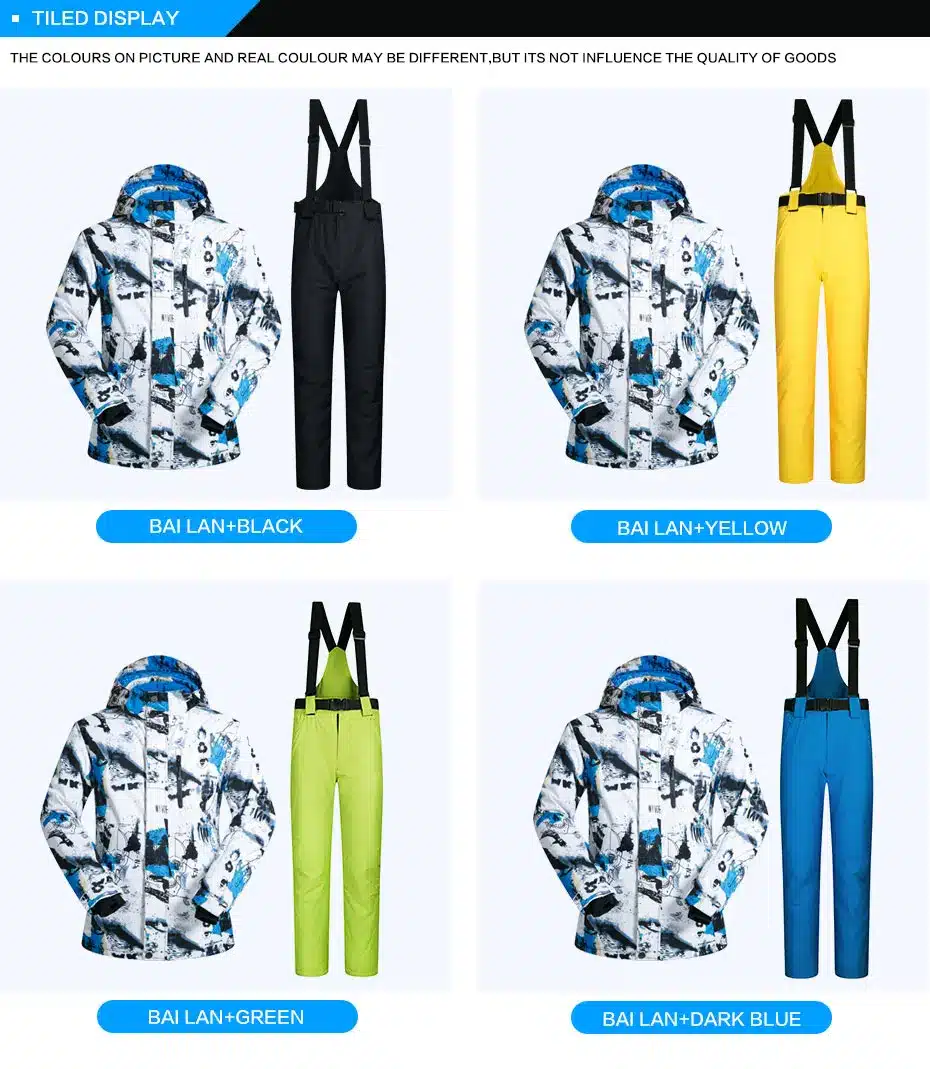 New Outdoor Sports Ski Suit Men Windproof Waterproof Thermal Snowboard Snow Skiing Jacket And Pants Skiwear Ice Skating Clothes 25