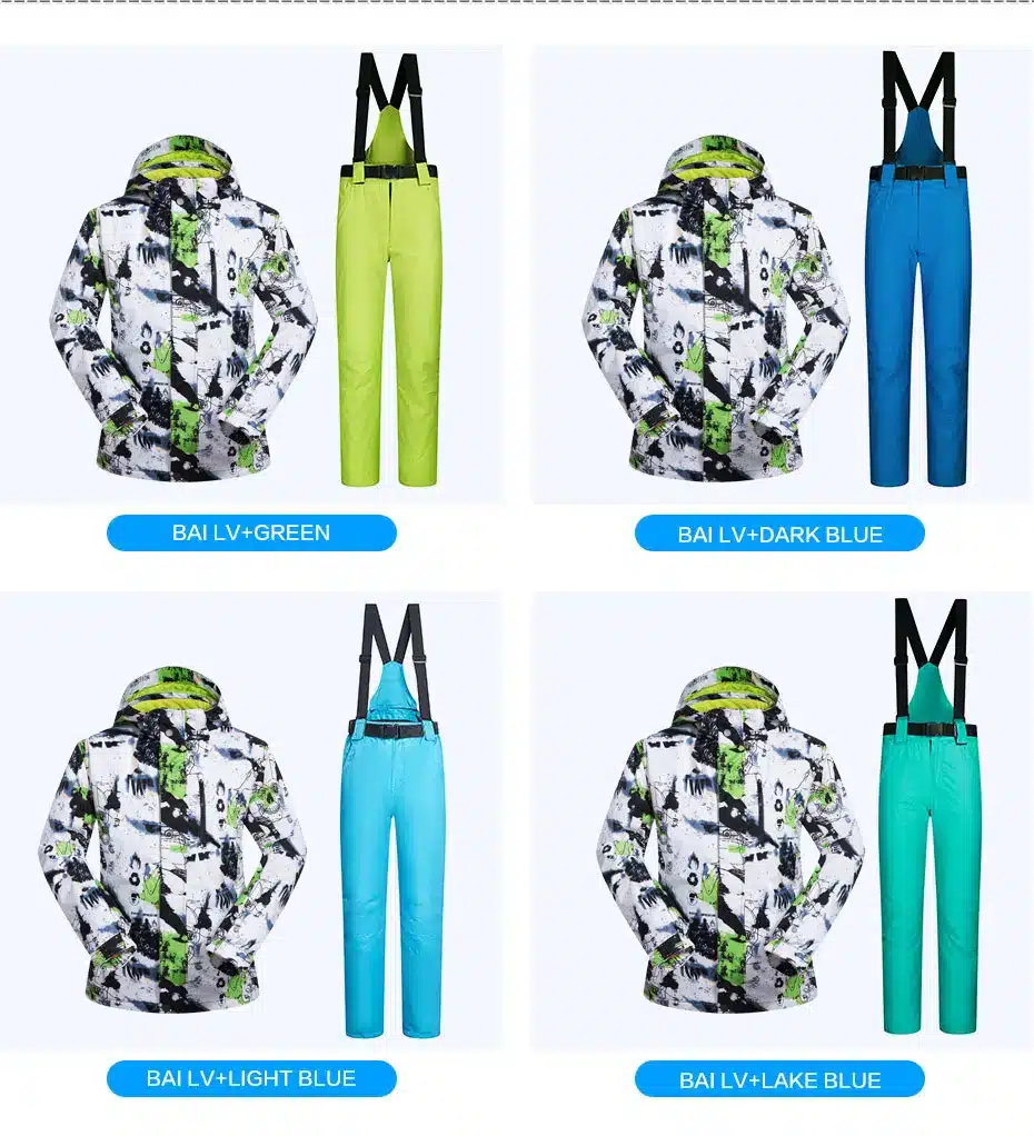 New Outdoor Sports Ski Suit Men Windproof Waterproof Thermal Snowboard Snow Skiing Jacket And Pants Skiwear Ice Skating Clothes 27