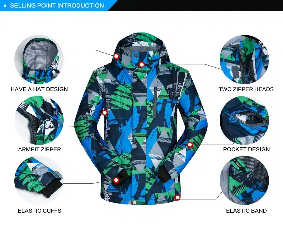 New Outdoor Sports Men Ski Jackets Windproof Waterproof Thermal Snowboard Snow Skiing Hooded Coat Skiwear Ice Skating Clothes 29