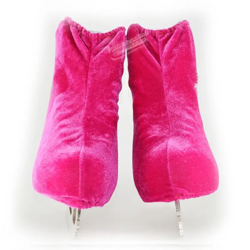 24 Colors Child Adult Velvet Ice Figure Skating Shoes Cover Solid Color Roller Skate Accessories Athletic Rose Red Snow Pattern 19