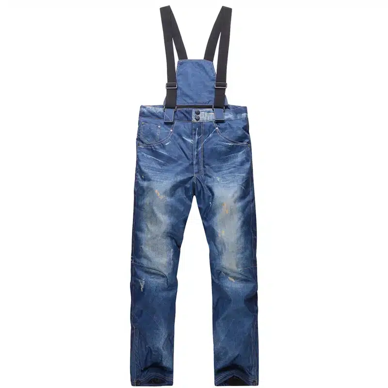 Hot Sale NEW Jean Snowboard Pants Suspenders Denim Ski Pants Men's Skate Snow Board Waterproof Thermal Pants Adult Pantalones 14