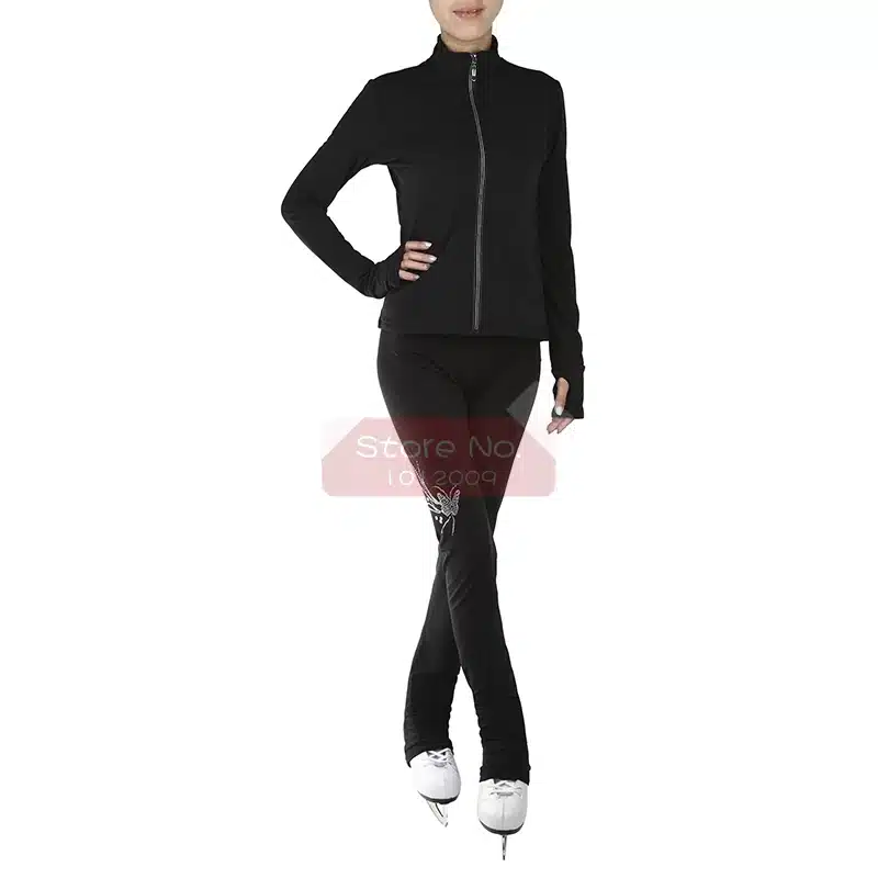 Customized Clothes Ice Skating Figure Skating Suit Jacket And Pants Rolling Skater Warm Fleece Adult Child Girl White Rhinestone 17