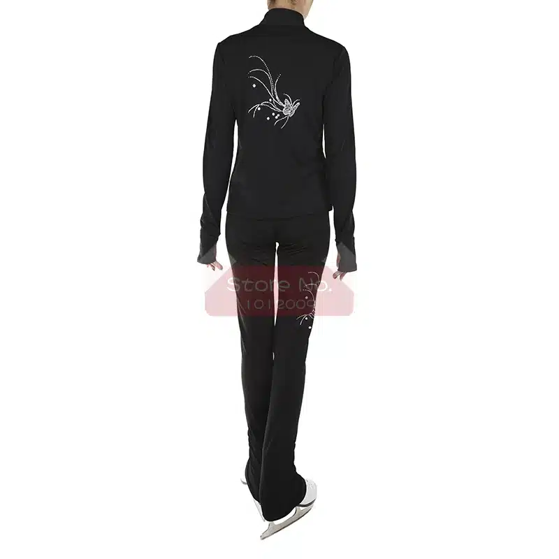 Customized Clothes Ice Skating Figure Skating Suit Jacket And Pants Rolling Skater Warm Fleece Adult Child Girl White Rhinestone 18