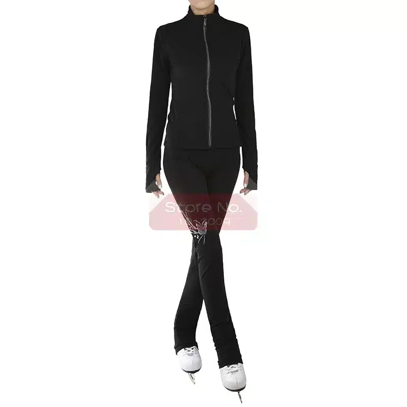 Customized Clothes Ice Skating Figure Skating Suit Jacket And Pants Rolling Skater Warm Fleece Adult Child Girl White Rhinestone 21