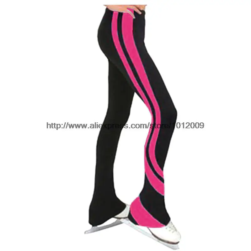 Customized ice skating long pants Figure Skating Pants Trousers fleece Fabric Adult Child Girl Show Clothing Performance Stripe 17