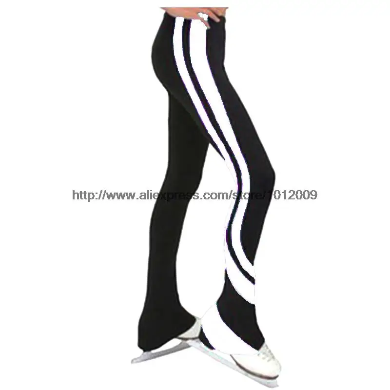 Customized ice skating long pants Figure Skating Pants Trousers fleece Fabric Adult Child Girl Show Clothing Performance Stripe 19