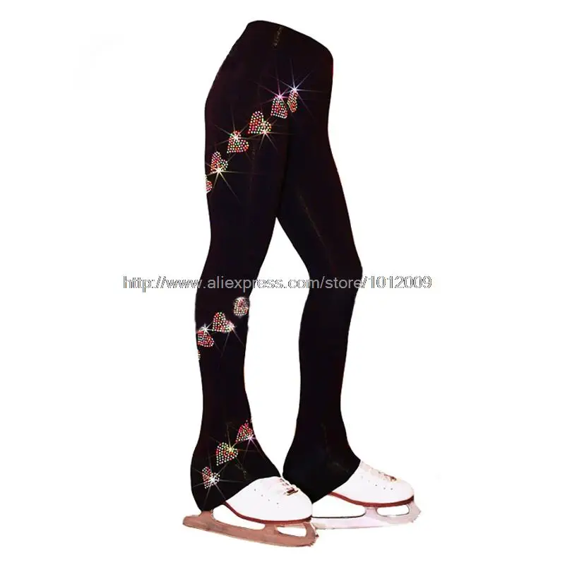 Customized Ice skating long pants Figure Skating pants fleece Trousers Adult Child Competition Performance rhinestone 1
