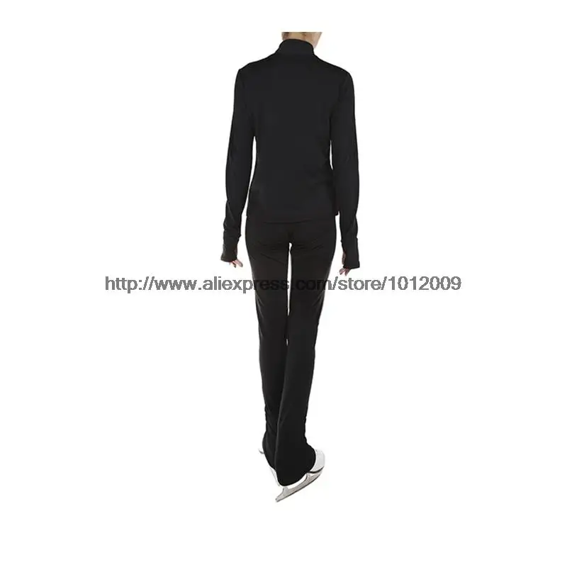 Customized Clothes Ice Skating Figure Skating Suit Jacket And Pants Rolling Skater Warm Fleece Adult Child Girl Solid Black 18
