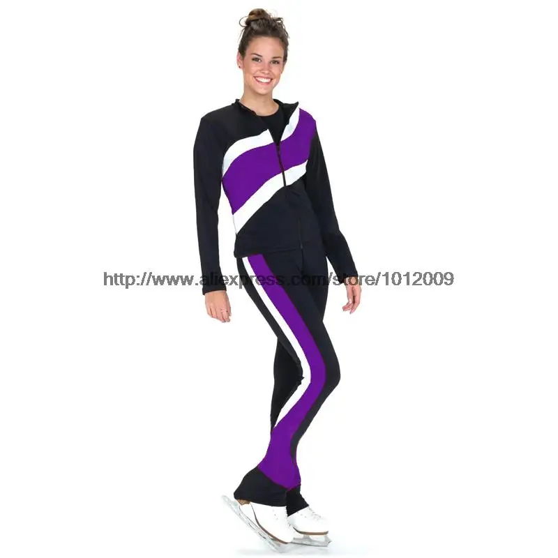 Costume Customized Ice Skating Figure Skating Suit Jacket And Pants Skater Warm Fleece Adult Child Girl Blue White Sprints 17