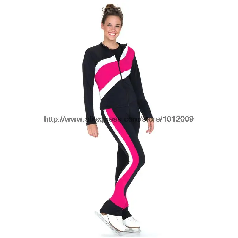 Costume Customized Ice Skating Figure Skating Suit Jacket And Pants Skater Warm Fleece Adult Child Girl Blue White Sprints 18