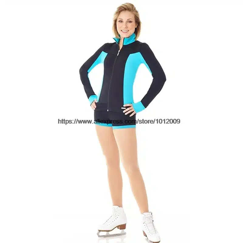 Costume Customized Ice Skating Figure Skating Suit Jacket And Pants Skater Warm Fleece Adult Child Girl Stripes Shorts 4 2