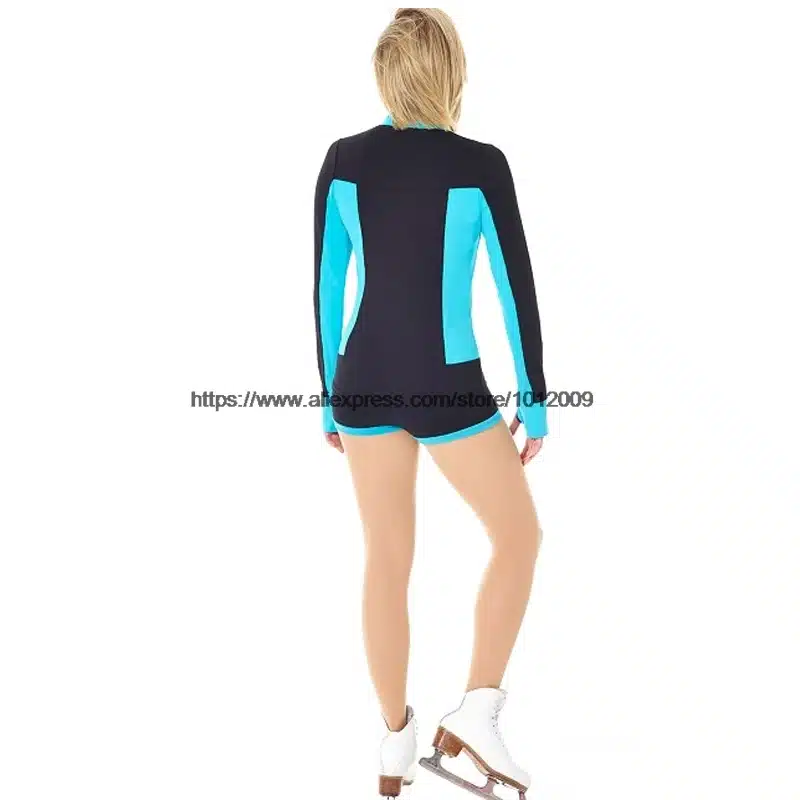 Costume Customized Ice Skating Figure Skating Suit Jacket And Pants Skater Warm Fleece Adult Child Girl Stripes Shorts 4 3