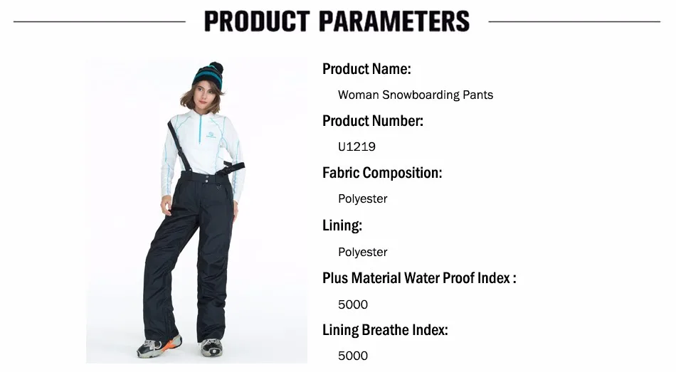 RUNNING RIVER Brand New Arrival Women Snowboard Pants Warm Ski Pants Waterproof Ice Skating Pant Women Snowboard Pant #U1219 9