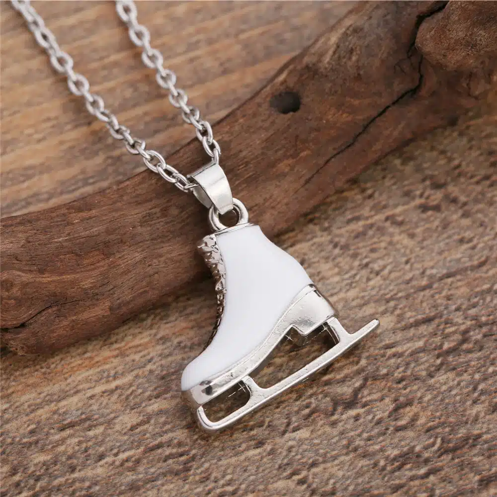 Skyrim Fashion White Enamel Zinc Alloy Ice Skates Shoes Big Pendant Long Men Women Necklace 11