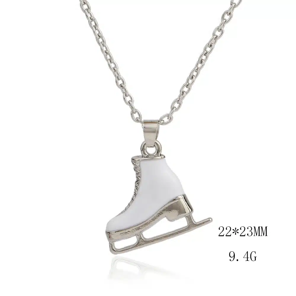 Skyrim Fashion White Enamel Zinc Alloy Ice Skates Shoes Big Pendant Long Men Women Necklace 12