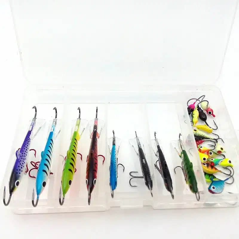 KKWEZVA 26pcs and Boxes Fishing Lure winter Ice Fishing Hard Bait Minnow Pesca Tackle Isca Artificial Bait Crankbait Swimbait 17