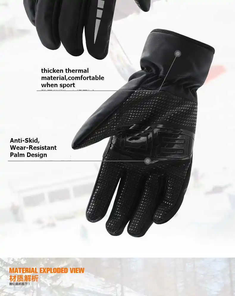 2017 Limited 1 Pair Boodun Men Professional Thermal Waterproof Ski Gloves Windproof Snowboard Antiskid Warm Cycling Sport Glove 11