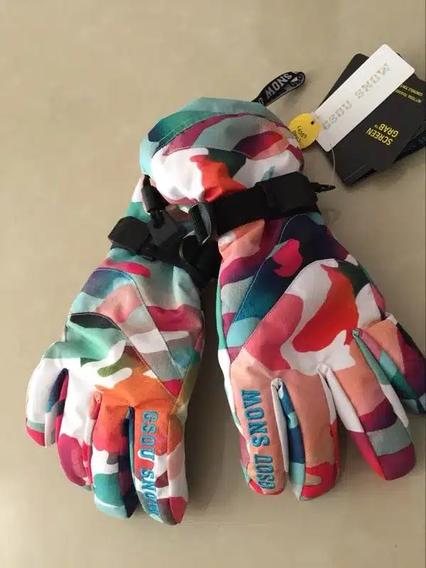 Gsou Snow winter ski gloves women leopard snowmobile snowboard gloves camping ladies mountain skiing gloves gants ski femme 13