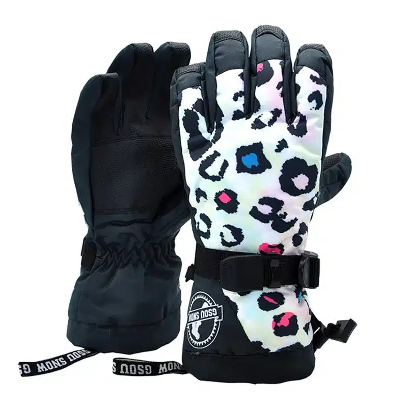Gsou Snow winter ski gloves women leopard snowmobile snowboard gloves camping ladies mountain skiing gloves gants ski femme 17