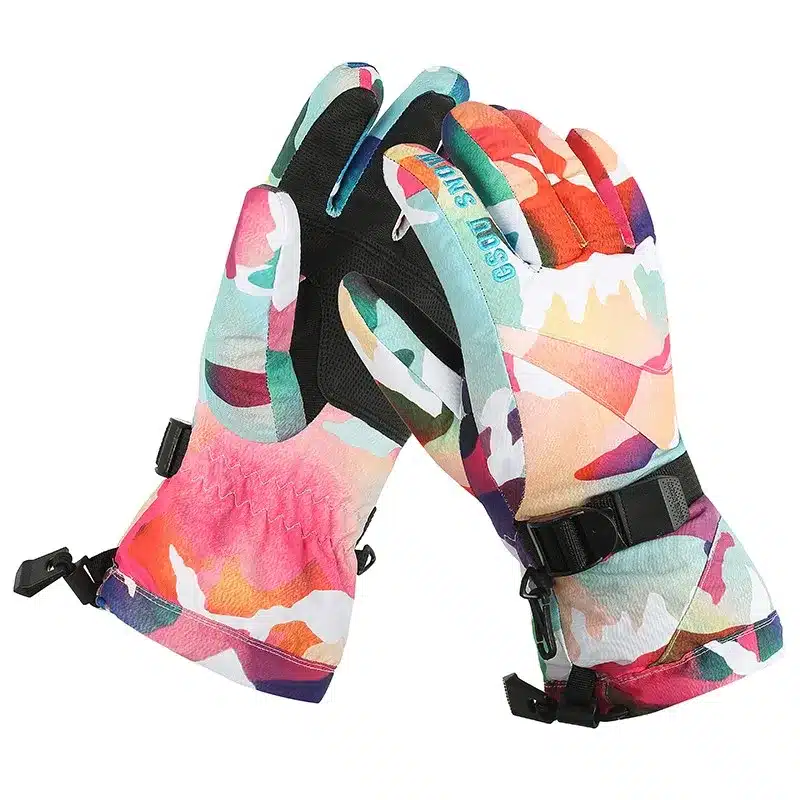 Gsou Snow winter ski gloves women leopard snowmobile snowboard gloves camping ladies mountain skiing gloves gants ski femme 26