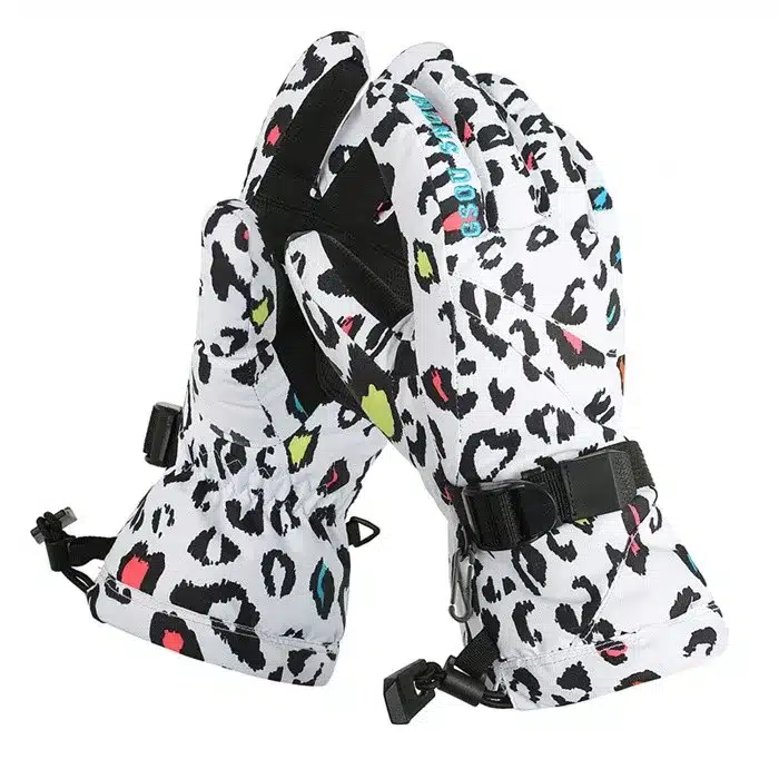 Gsou Snow winter ski gloves women leopard snowmobile snowboard gloves camping ladies mountain skiing gloves gants ski femme 27