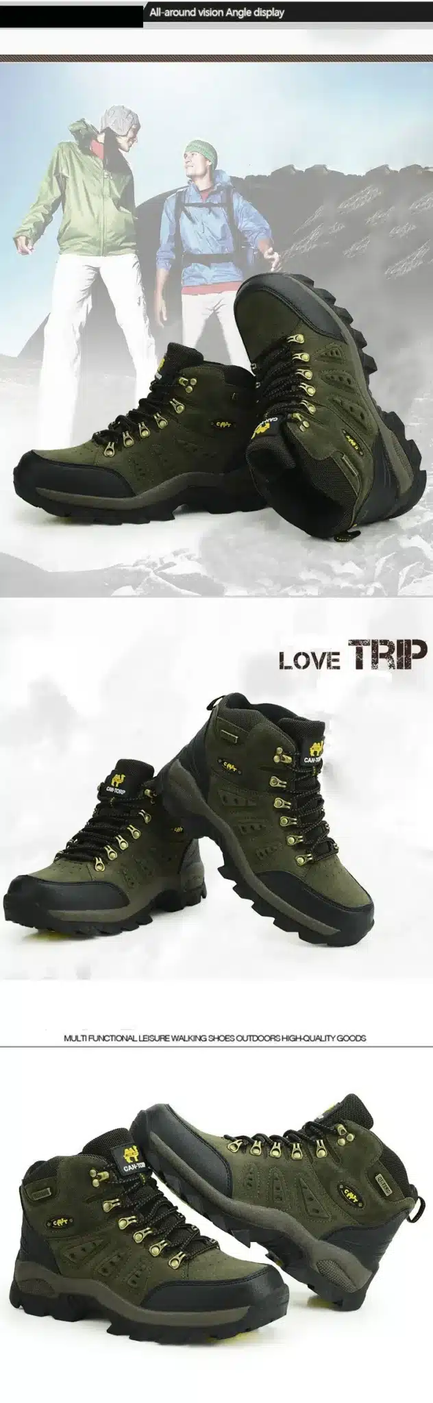 Real Original Brand Winter Athletic Rubber High-Top Lace-Up Outdoor Sport Snow Ski Trekking Hunting Hiking Shoes Boots Men Women 7